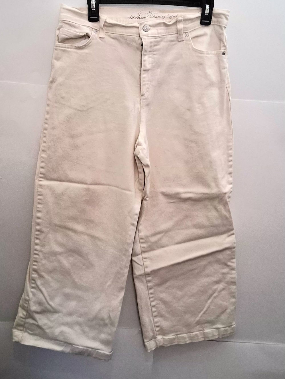 Gloria Vanderbilt Cream Wide-Leg Jeans Size 14